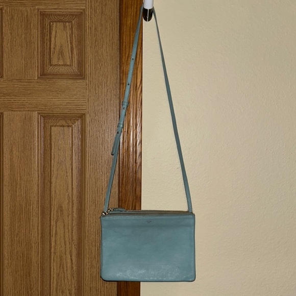 Celine Handbags - Celine large trio aqua leather Crossbody